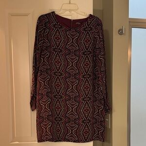 Prana Geometric Long Sleeve Dress in Pink and Black